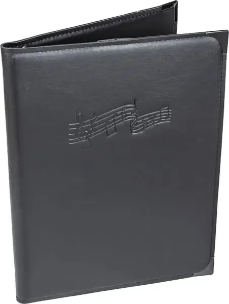 Chormappe-PREMIUM-schwarz-2 Gummibänder-4-Ribngmechnik-2 Seitenfächer-Namensfach-Halteband